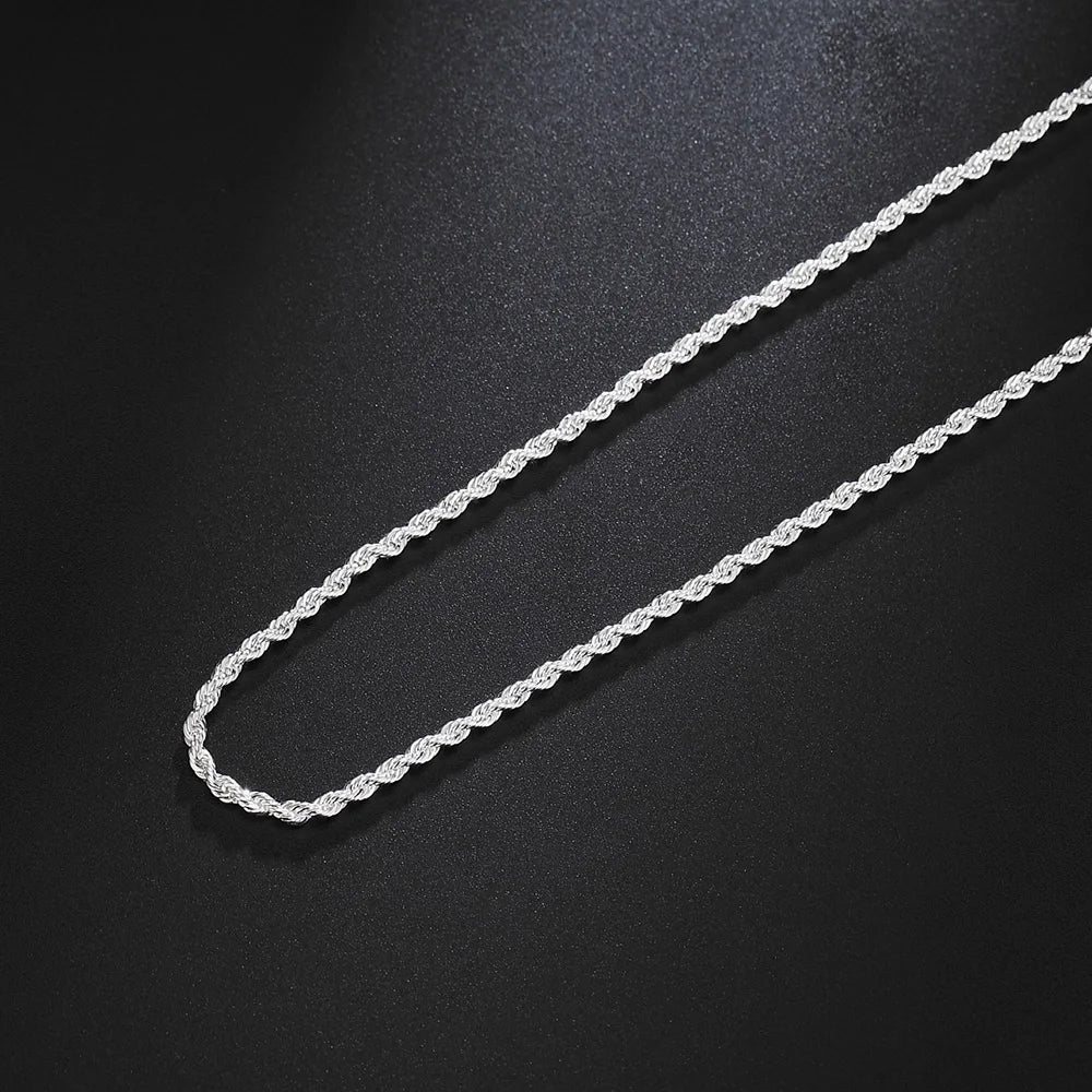 BAYTTLING New 16/18/20/22/24 Inch 925 Sterling Silver 2MM Twisted Rope Chain Necklace For Woman Man Fashion Wedding