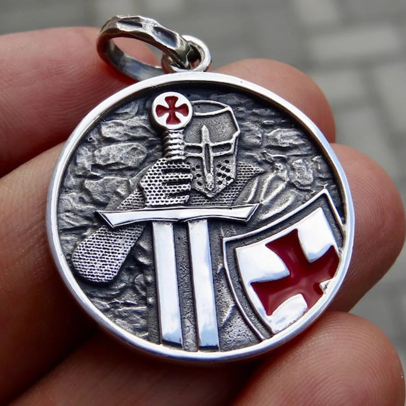 Knight Templar Cross Stainless Steel Pendant Necklace