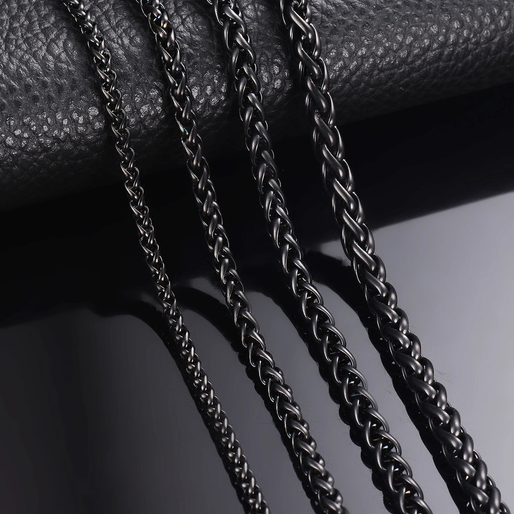 1 piece Width 3mm/4mm/5mm/6mm Black Color Keel Link Chain Necklace For Men Women Stainless Steel Chain Necklace