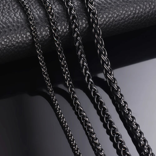 1 piece Width 3mm/4mm/5mm/6mm Black Color Keel Link Chain Necklace For Men Women Stainless Steel Chain Necklace