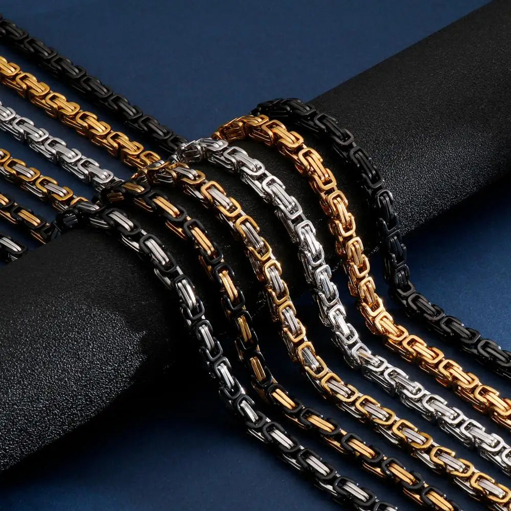 4/5/6/8mm Width Royal Box Chain Necklace For Men Male Stainless Steel Long Necklace Personalise Jewelry Boyfriend Gift