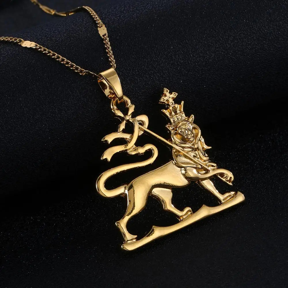Ethiopian Lion of Judah Pendant — Gold