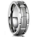 Fashion Men’s Silver Color Black Stainless Steel Ring Groove Multi-Faceted Ring For Men Women Engagement Ring Anniversary Gifts