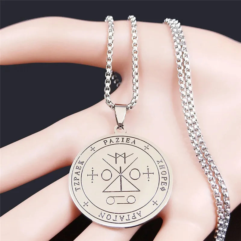 Angel Raziel Silver Pendant Necklace — Stainless Steel