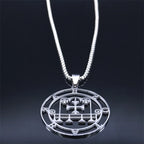 Sigil Satan Silver Pendant Necklace — Stainless Steel