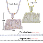 Iced Out Bling 5A CZ Letters ATM Addicted To Money Pendant Necklace 2 Colors Cubicz Zircon Men's HipHop 5mm Tennis Chain Jewelry