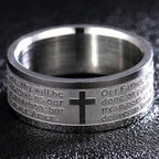 English Titanium Steel Christian Cross Bible Ring for Men and Women Personalized Ring Customize Ring Engraved Ring