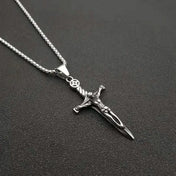 Catholic Jesus Sword Cross Pendant — Stainless Steel
