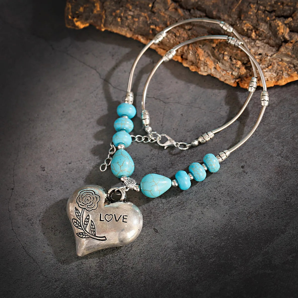 Womens Gypsy Jewelry Bohemian Ethnic Red Natural Stone Pendants Necklaces Metal Tibetan Sliver Color Chain Necklace For