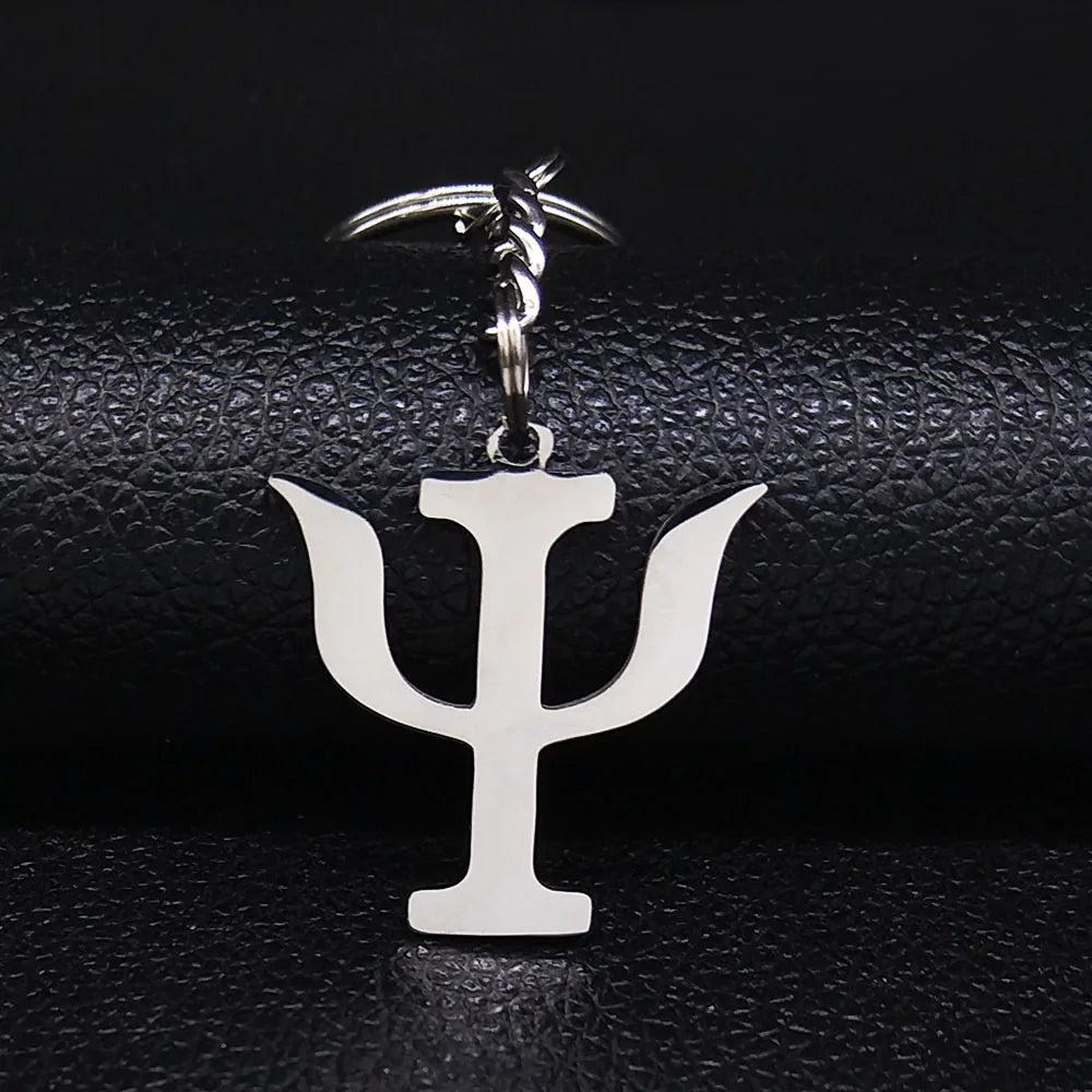 Greek Letter Silver Keychain — Stainless Steel