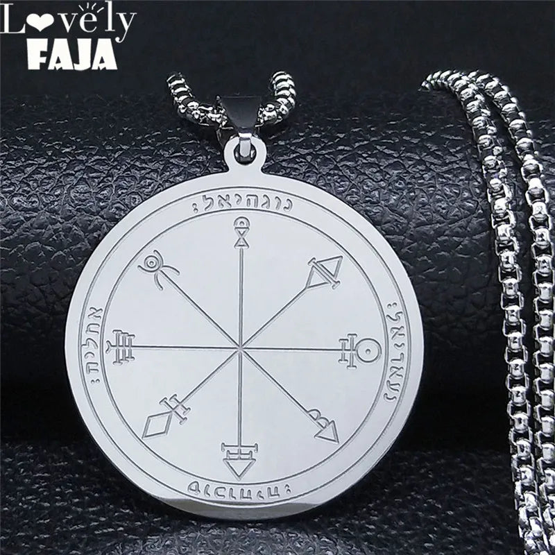 Solomon Seal Protection Pendant — Stainless