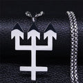 Inverted Cross Silver Chain Necklace — Stainless Steel