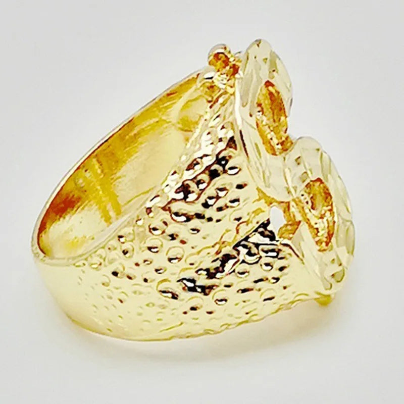 Trendy Fashion Gold Color Hip Hop Style Ring Dollar Sign Creative Mens Rock Style Ring Design Party Jewelry Accessories