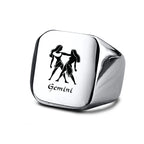 Vnox 18mm Signet Ring For Men Women, The Zodiac 12 Horoscope Constellation Sign Finger Band, Stainless Steel Aries Punk