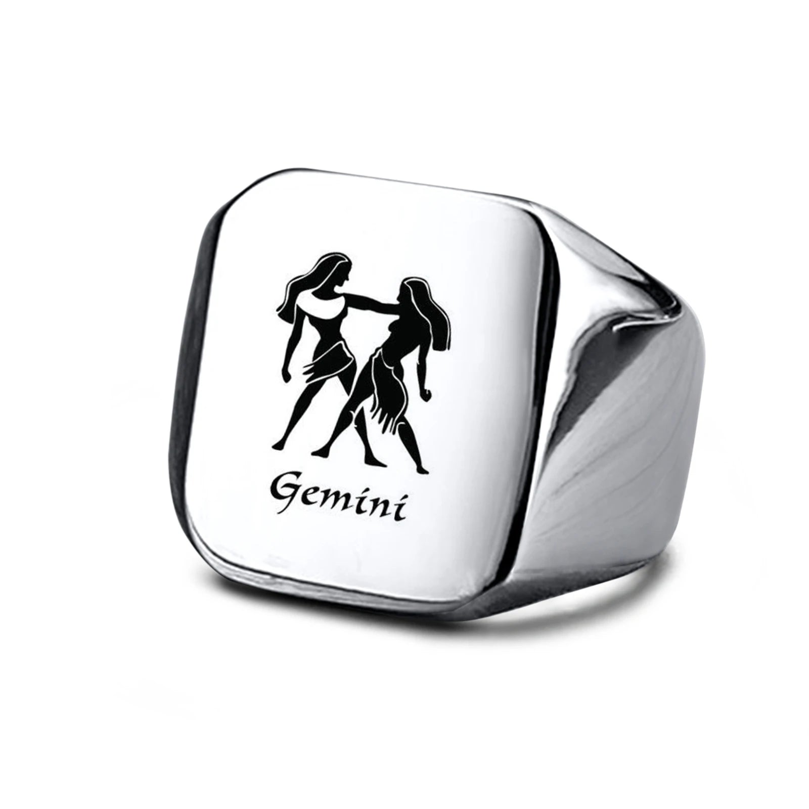 Vnox 18mm Signet Ring For Men Women, The Zodiac 12 Horoscope Constellation Sign Finger Band, Stainless Steel Aries Punk