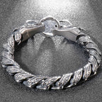 Vintage Chain Link Man Bracelet With Double Dragon Heads Solid Stainless Steel Friendship Men's Bracelets Old Metal