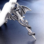 Retro Pterodactyl Holy Sword Shape Pendant Necklace for Men Fashion Dragon Pendant Chains On The Neck Metal Accessories