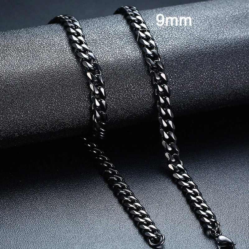 Vnox 18-70cm Curb Chain Necklaces 3-11mm Men's Miami Cuban Link Classic Punk Heavy Metal Stainless Steel Long Women