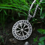 Vintage Viking Stainless Steel Viking Compass Necklace Pendant Men Chains Biker Nordic Odin Rune Pendant Amulet Jewelry