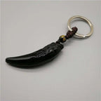 Obsidian Wolf Head Keychain — Stainless Steel