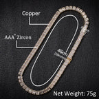 Iced Out Square Tennis Chain Choker Necklace — Copper Alloy
