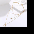 Glamour Necklace 2025 Fashion New Simple Temperament Eight Mans Star Crescent Pentagram Ms. Three-layer Necklace Gift