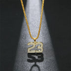 Iced Out Number 23 Cuban Chain Necklace — Gold-Tone
