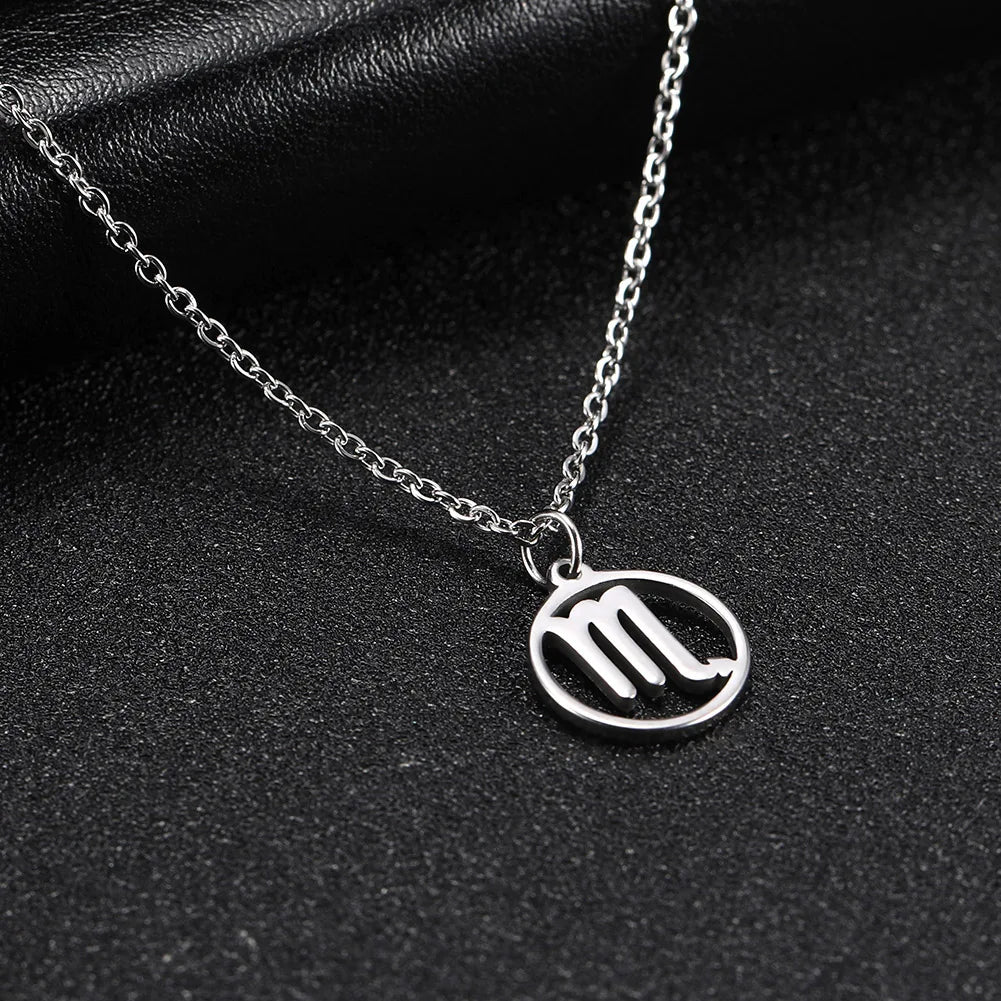 Cazador Zodiac Pendant Necklace for Women 12 Constellation Aries Pisces Gemini Chocher Stainless Steel Jewelry Gold Color Gifts