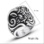 Vintage Gothic Sheep Goat Head Ring for Men Cool Heavy Metal Animal Stainless Steel Ring Fashion Male Punk Biker Rings Jewelry