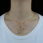 Cursive 26 Initial Letter Pendant Necklace Micro Pave 5A Cubic Zirconia CZ Alphabet Name Jewelry