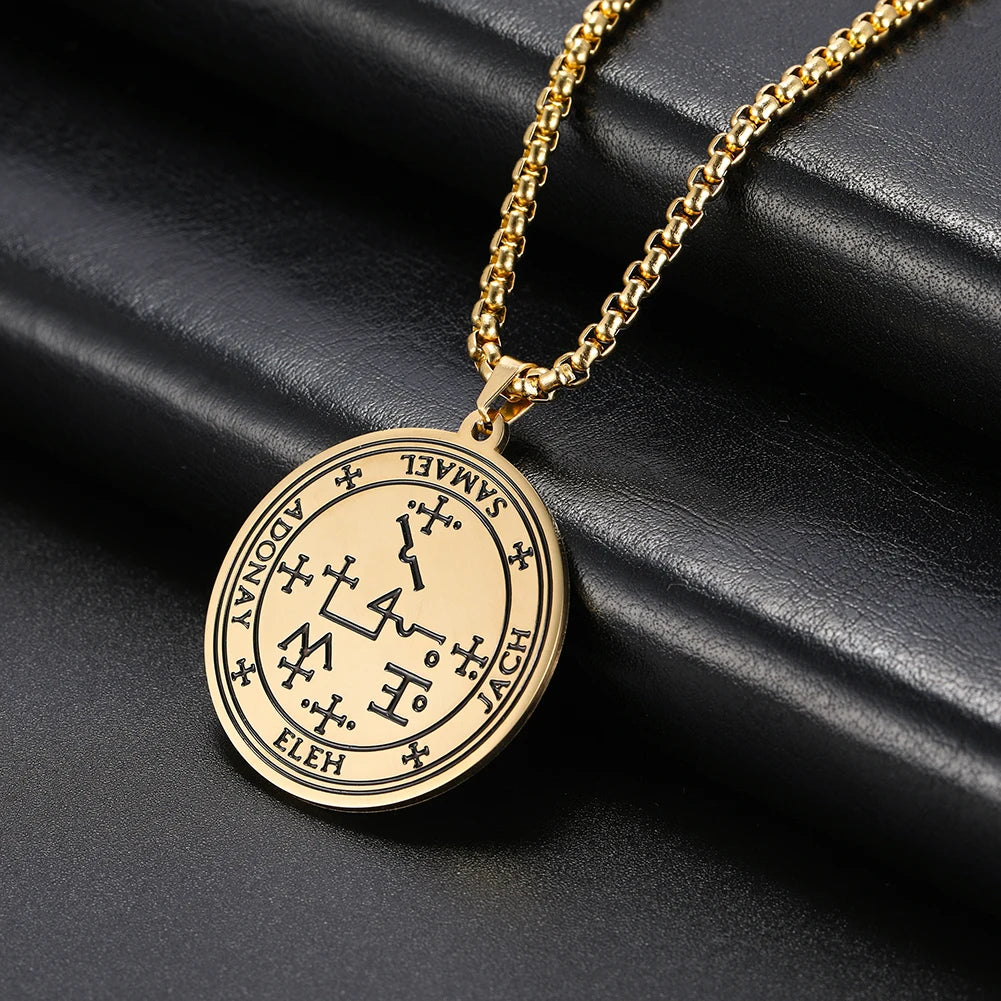 COOLTIME Supernatural Amulet Men Pendant Necklace Stainless Steel Archangel Michael Raphael Uriel Gabrie Angel Talisman