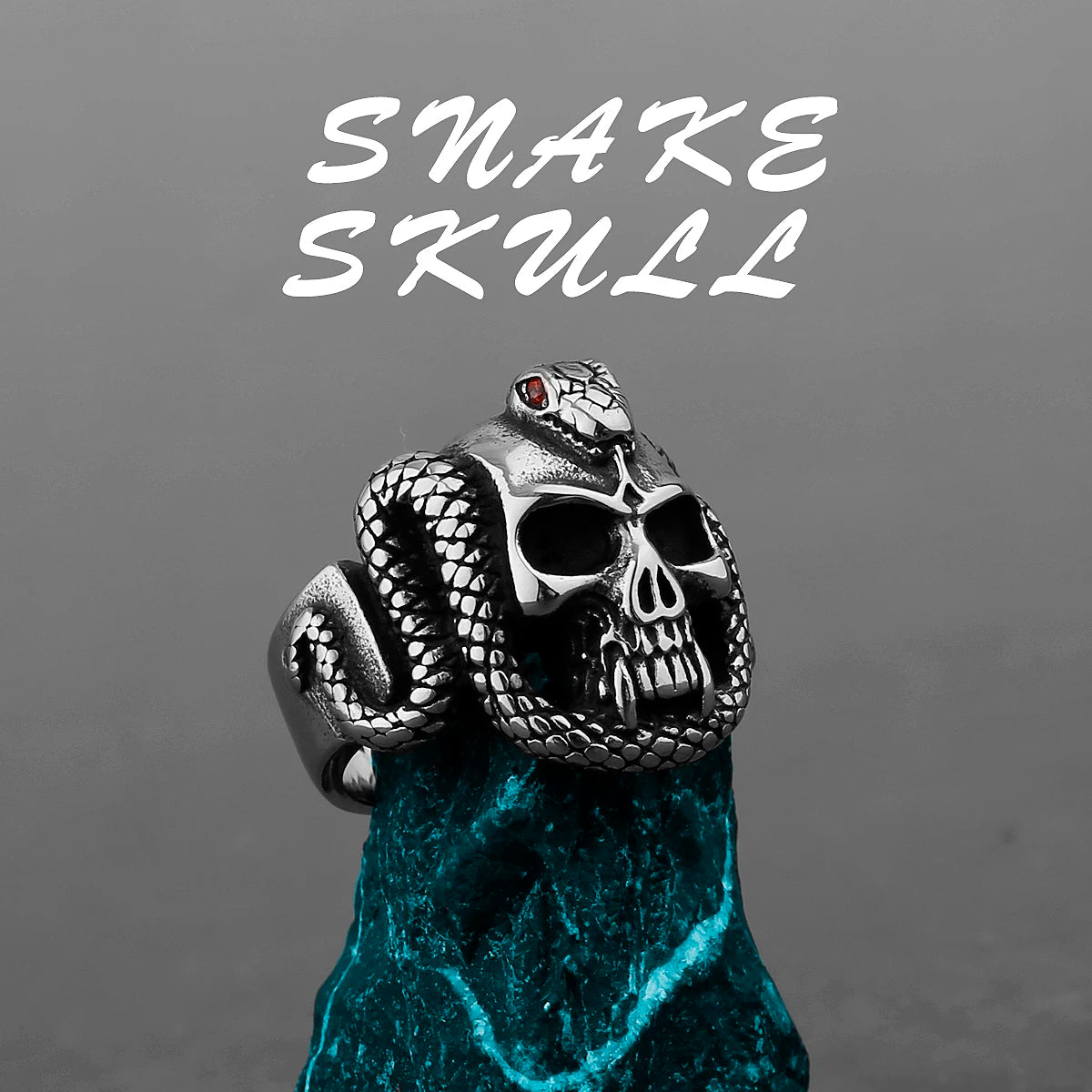 Skeleton Punk Men's Ring Rock Motorcycle Stainless Steel Ring Titanium Steel Casting Creative Gift