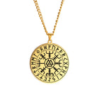 Dawapara Nordic Symbol of Norse Compass In Rune Circle Vegvisir Pendant Necklace Stainless Steel Jewelry Amulet Necklace