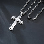 Vnox Cross Necklace For Men Byzantine Gold Color Stainless Steel Chain Catholic Crucifix Pendant Male Punk Rock