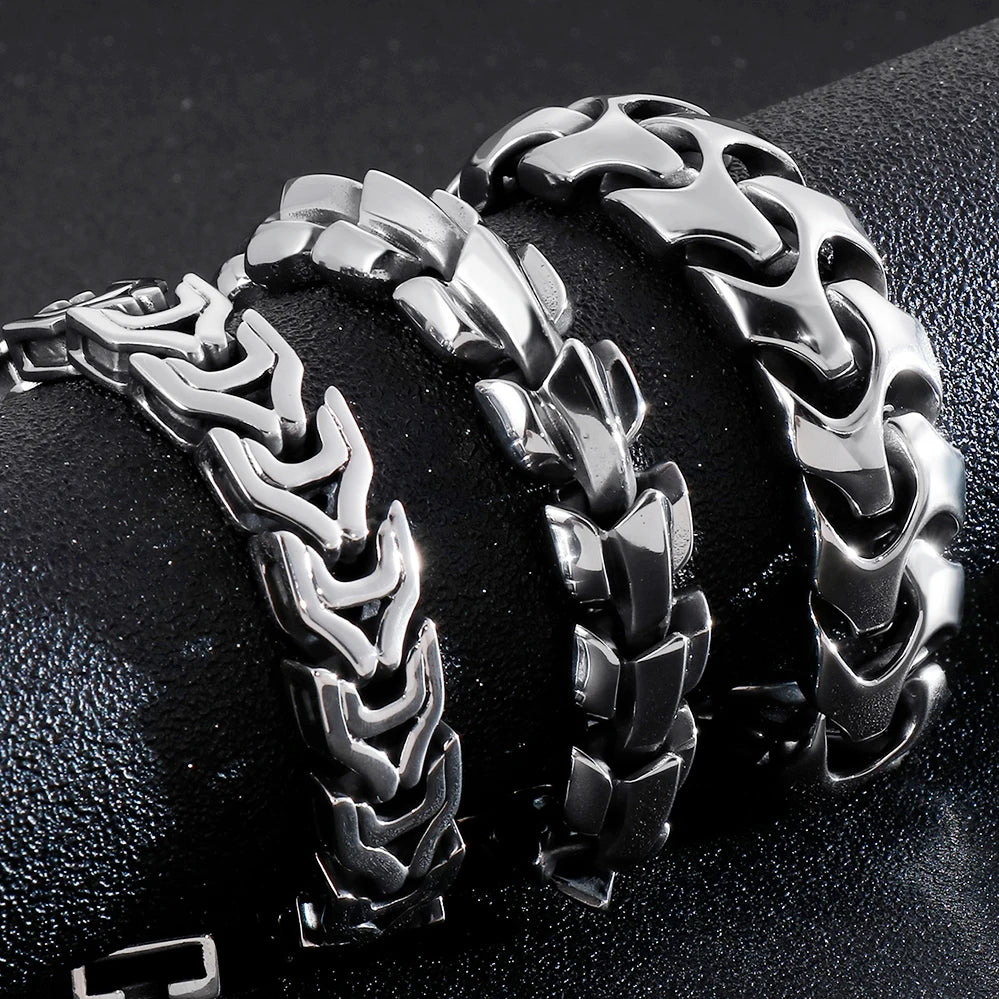 Big Size 20/22/24CM Long Heavy Stainless Steel Man Bracelet Men's Link Chain Bracelets Metal Bangles Massive On Hand