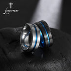 Letdiffery Hot Sale Groove Rings Black Blue Punk Stainless Steel Midi Rings For Men Charm Women Jewelry Dropshipping Wholesale
