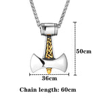Vikings Axe Anchor Necklaces Men Titanium Steel Gold Color Norse Rune Hammer Amulet Pendant Self-defense Never Fade Male Jewelry
