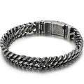 Vintage Man Bracelet 11MM Ancient Black Stainless Steel Men's On Hand Chain Bands Bracelets Male Jewelry Iron Mannen