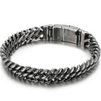Vintage Man Bracelet 11MM Ancient Black Stainless Steel Men's On Hand Chain Bands Bracelets Male Jewelry Iron Mannen