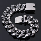 Gothic Men's Skull Bracelets 19MM Stainless Steel Ghost Chain Bracelet For Man Skeleton Jewelry For Manly Wrist New