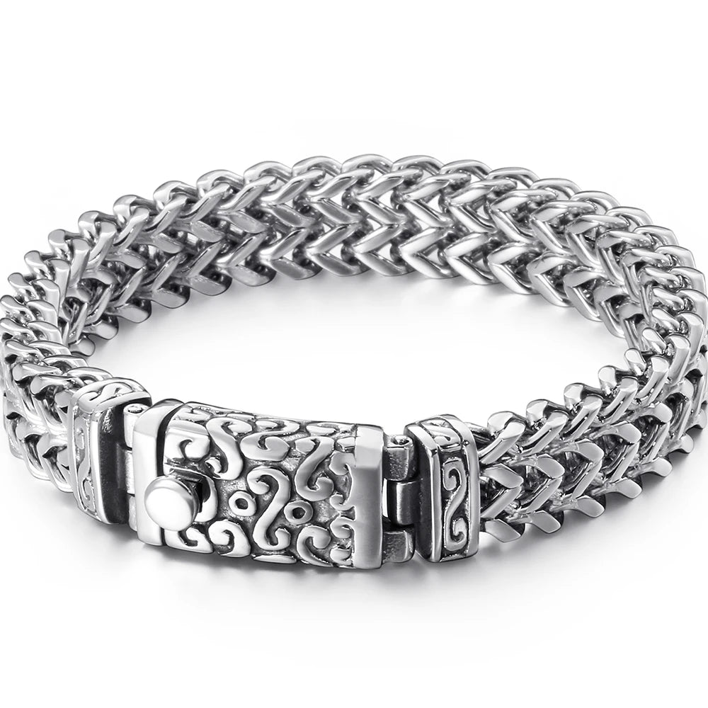 Gothic Men's Skull Head Bracelets Stainless Steel Ghost Chain Man Bracelet Punk Rock Skeleton Jewelry Gifts For
