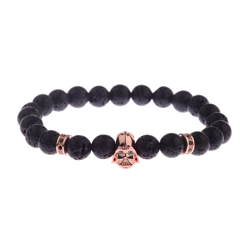 Charm Mens CZ Beaded Bracelets 8mm Bright Black Lava Stone Bracelets Homme Black Matte Bracelets For Women Dropshipping