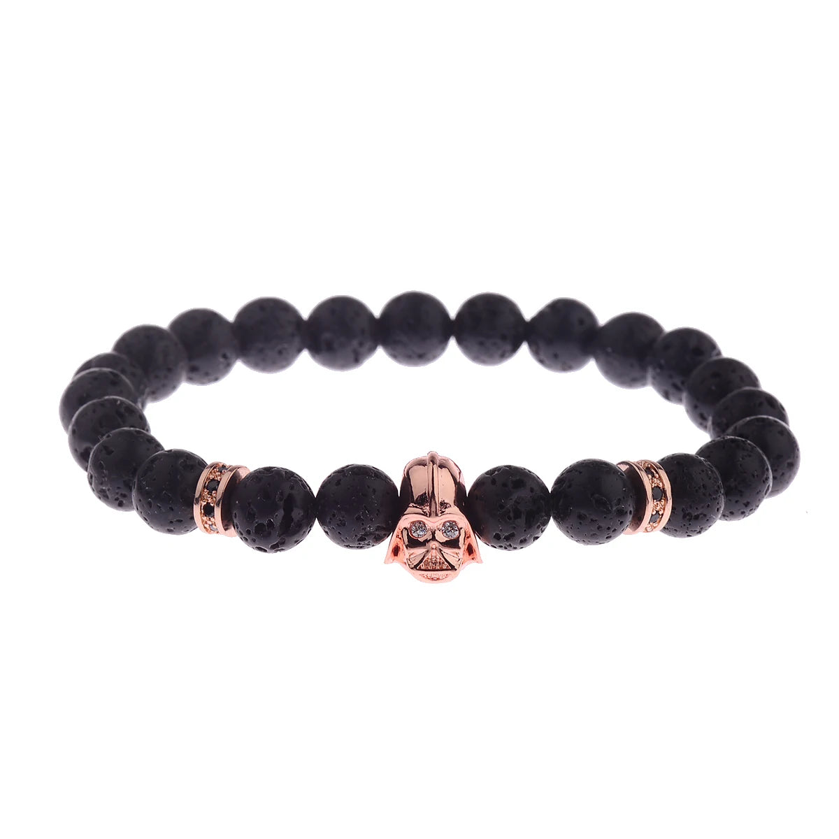 Charm Mens CZ Beaded Bracelets 8mm Bright Black Lava Stone Bracelets Homme Black Matte Bracelets For Women Dropshipping
