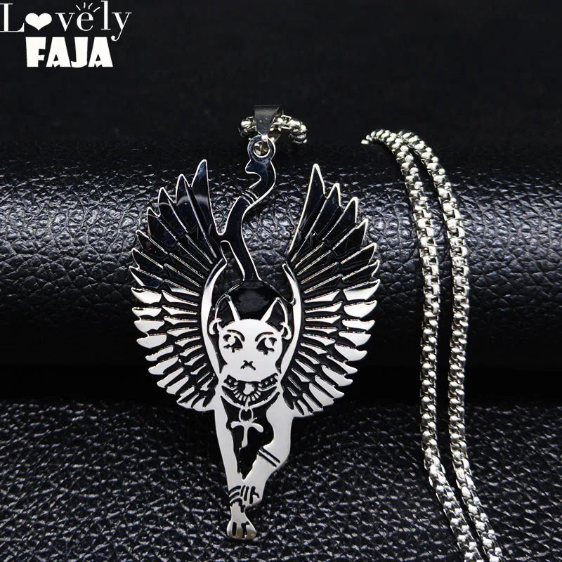 Egyptian Bastet Cat Pendant — Stainless