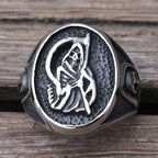 Gothic Death Scythe Skull Signet Ring — Stainless Steel