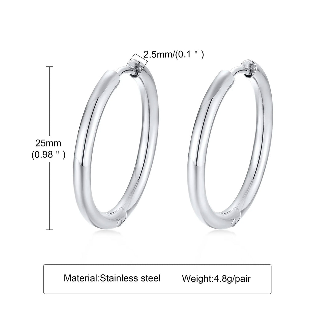 Minimal Huggie Hoop Earrings — Stainless Steel