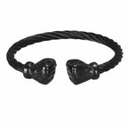 Fist Open Cuff Bangle Elastic Bracelet for Men — Two-Tone