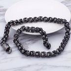 12MM Wide Stainless Steel Mens Skull Link Chain Necklace Men Punk Gothic Choker Skeleton Bracelet Men Man 50 70CM Long