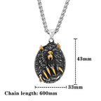 Viking Fenrir Wolf Claw Necklace Odin Norse Rune Gold Color Stainless Steel Pendant Amulet Retro Icelandic Jewelry Gift