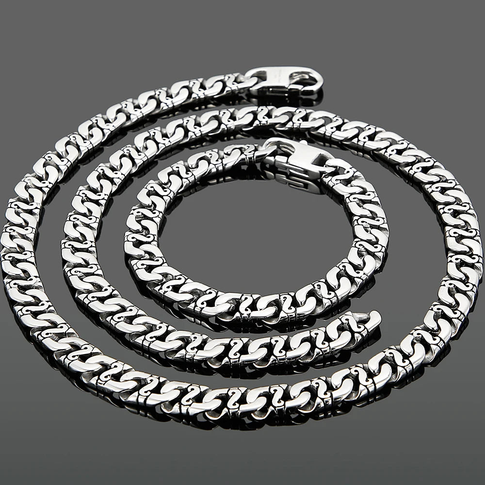 9MM Stainless Steel Chain Men's Bracelets On Hand Necklace For Men Chokers Length Adjustable Fashion Male Iron